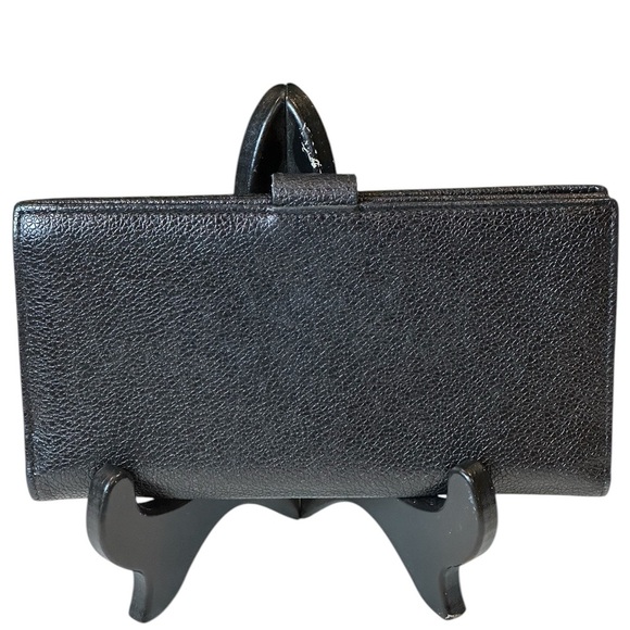 Black Leather Wallet with gold Accent and Minimalist Design pebbled leather - Picture 2 of 15